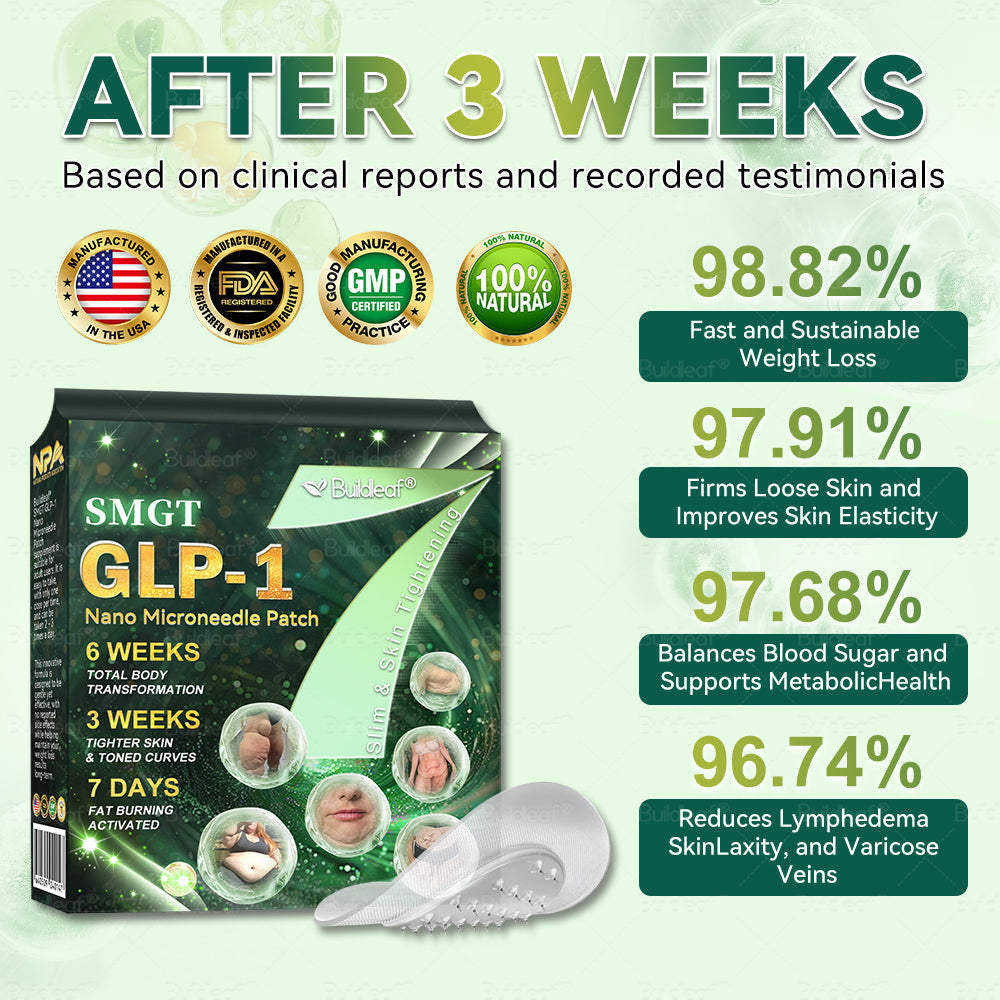 Official Store | ✨Buildleaf® SMGT-GLP-1 Nano Microneedle Patch with Collagen Peptides &Matrixyl 3000｜Clinically Backed Slimming, Firming & Glucose Control｜7-Day Results｜Needle-Free Application